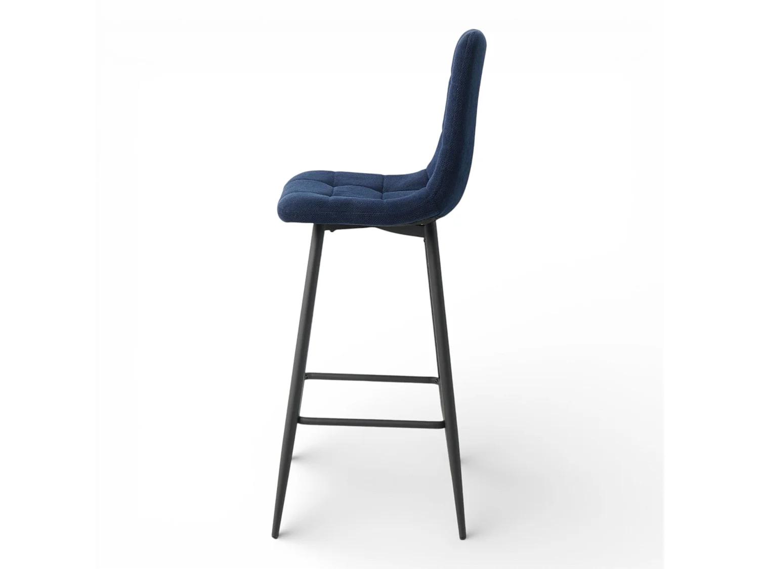 Lot de 2 chaises hautes / tabourets H65 cm tissu bleu foncé - CURIO