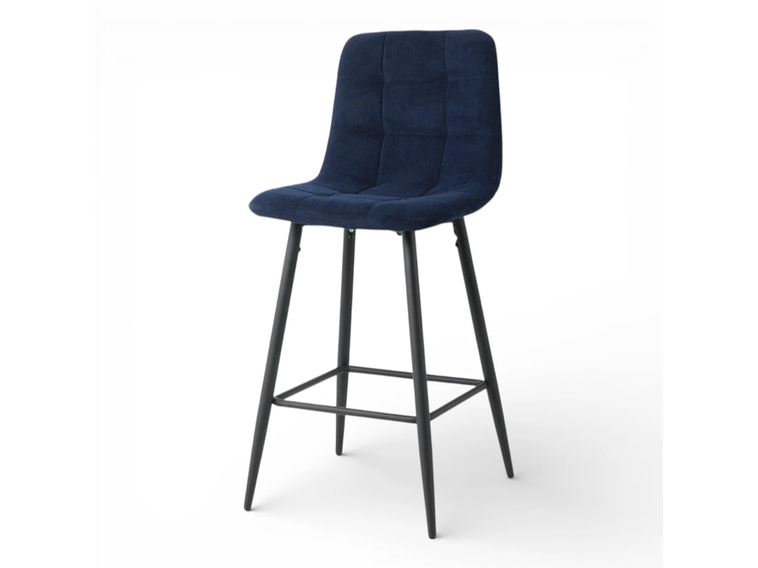 Lot de 2 chaises hautes / tabourets H65 cm tissu bleu foncé - CURIO