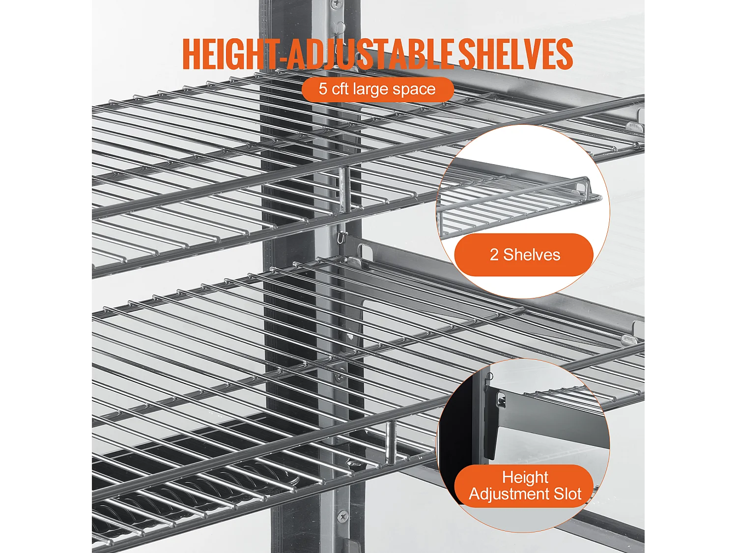 Vitrine Réfrigérée SucceBuy à 2 Niveaux, Réfrigérateur Commercial à 2 Niveaux, Vitrine de Comptoir pour Pâtisserie avec Éclairage LED, Refroidissement Turbo