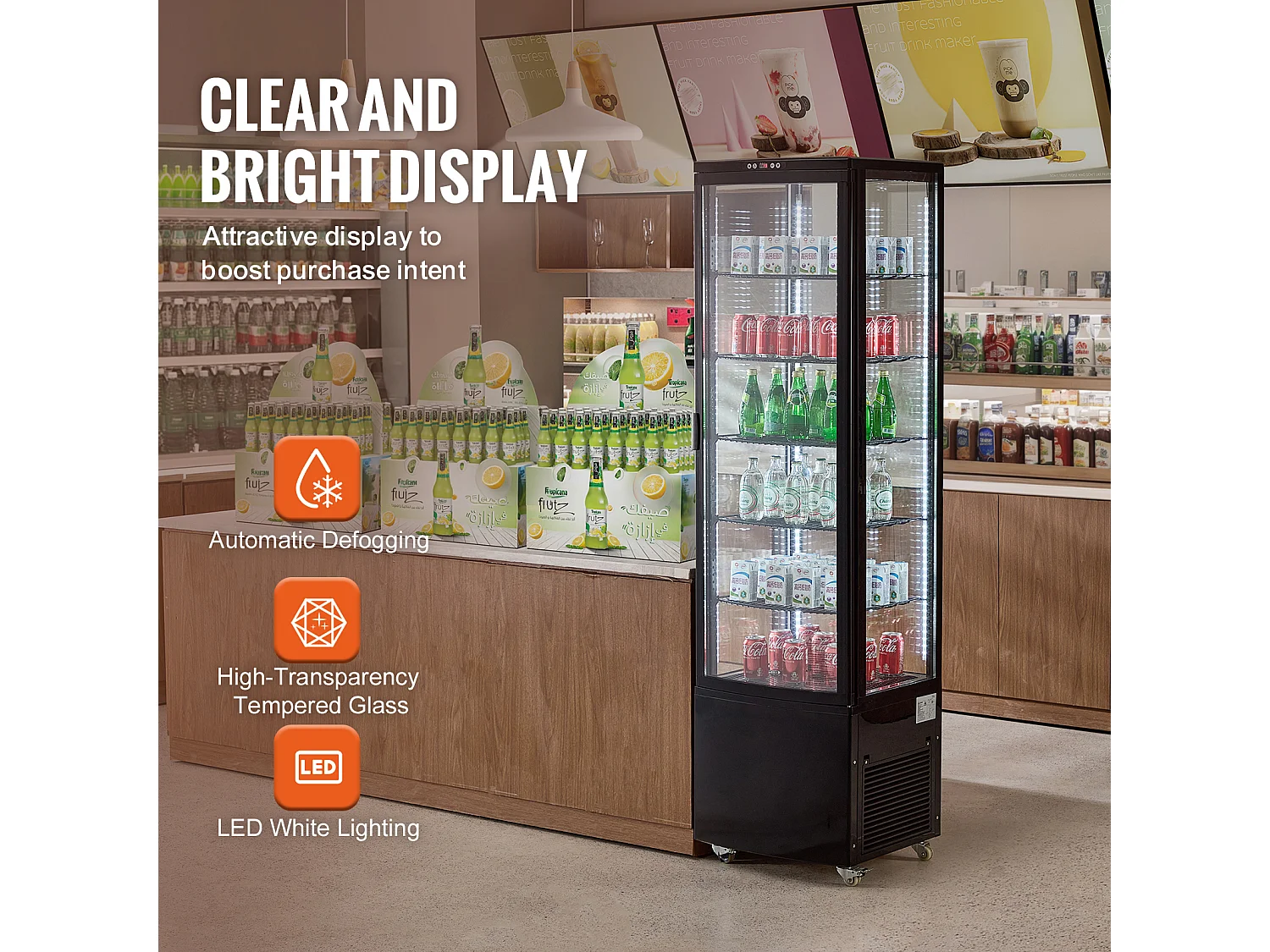 Vitrina Refrigerada SucceBuy a 5 Niveles para Panadería 278 L, Refrigerador Comercial a 5 Niveles, Gran Vitrina de Pastelería con Iluminación LED