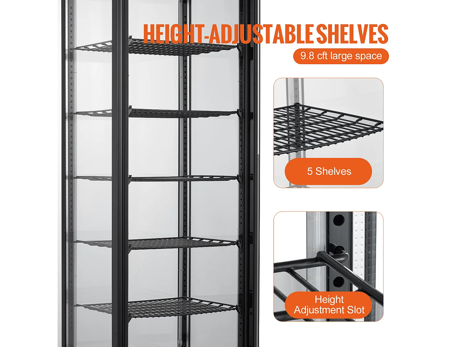 Vitrina Refrigerada SucceBuy a 5 Niveles para Panadería 278 L, Refrigerador Comercial a 5 Niveles, Gran Vitrina de Pastelería con Iluminación LED