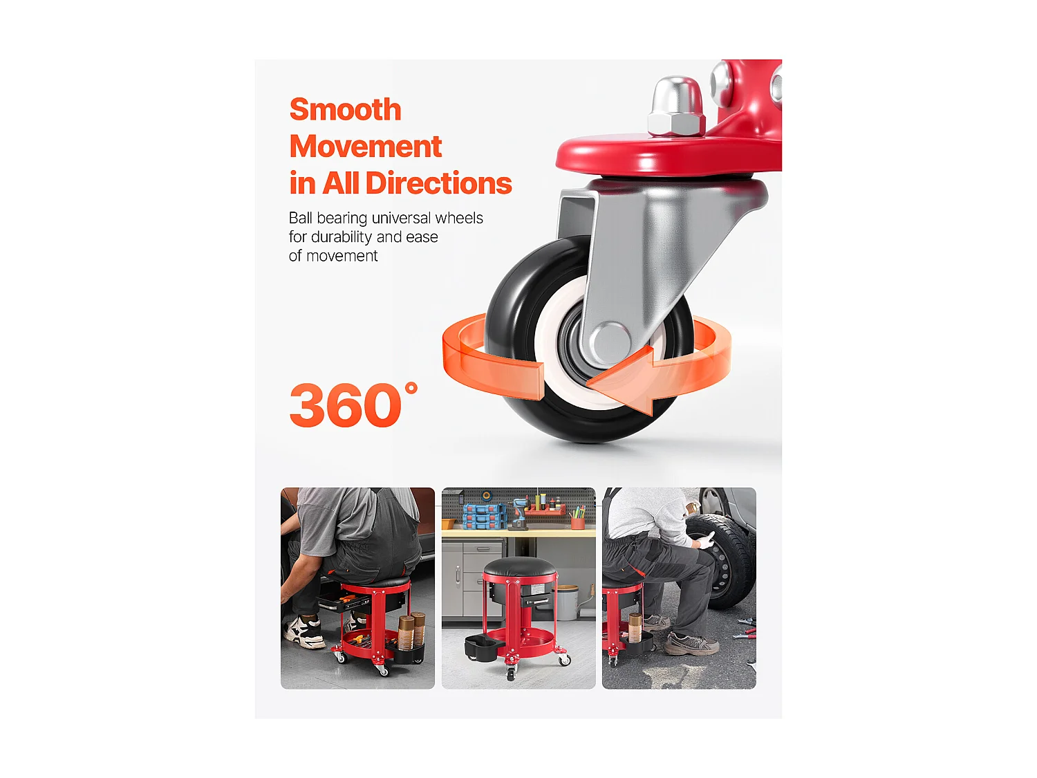 Werkplaatskruk, SucceBuy Rolbare Werkplaatskruk 136 kg met Opbergruimte