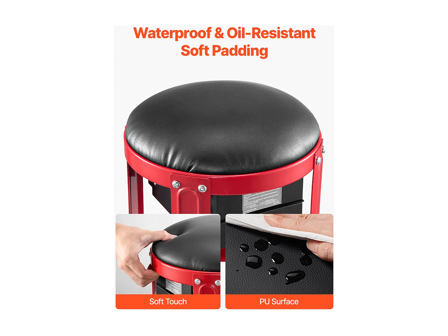 Werkplaatskruk, SucceBuy Rolbare Werkplaatskruk 136 kg met Opbergruimte