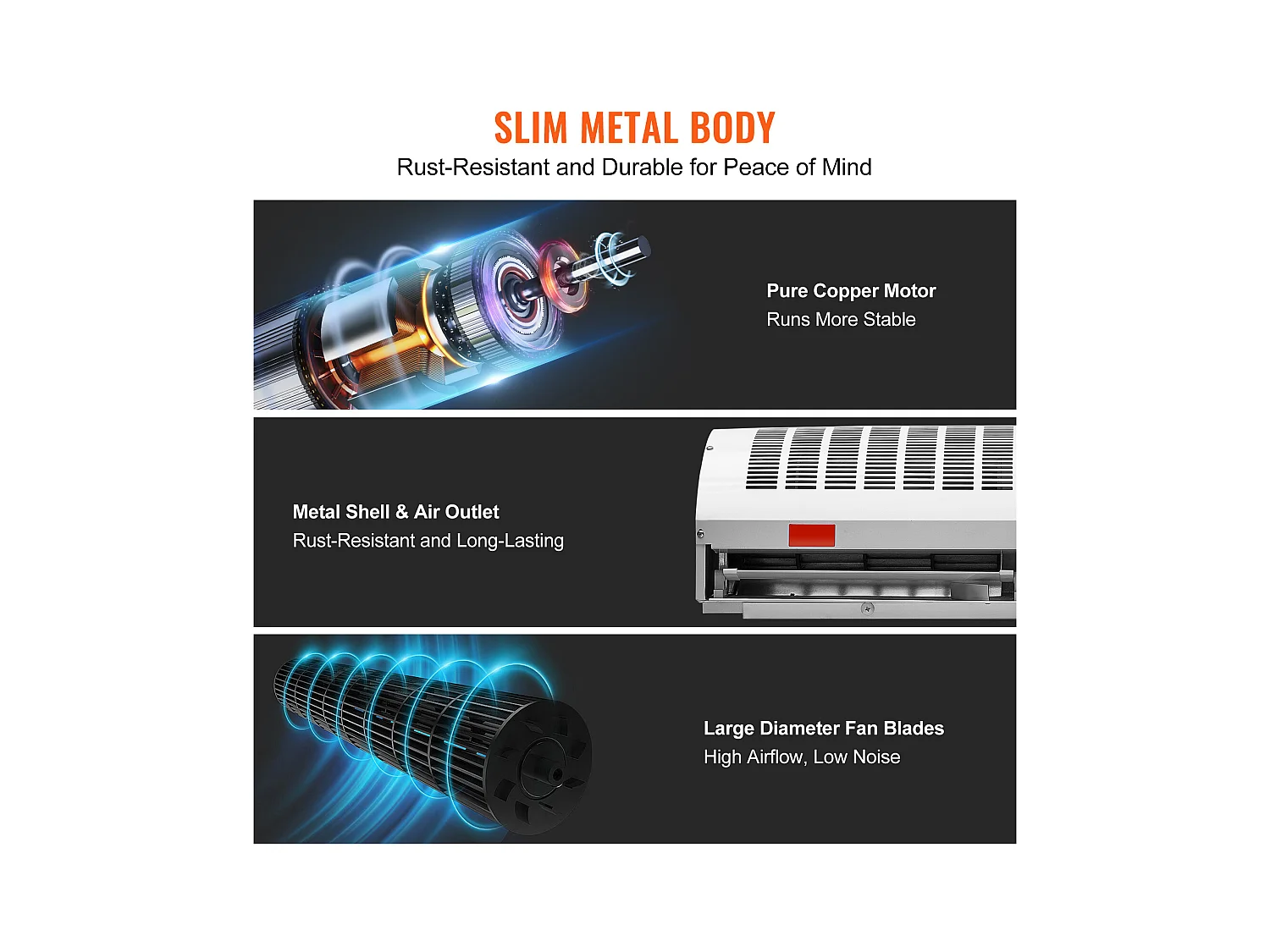Rideau d'Air Intérieur Commercial SucceBuy, 0,9 m, 2038 m³/h, 2 Vitesses, Certifié UL