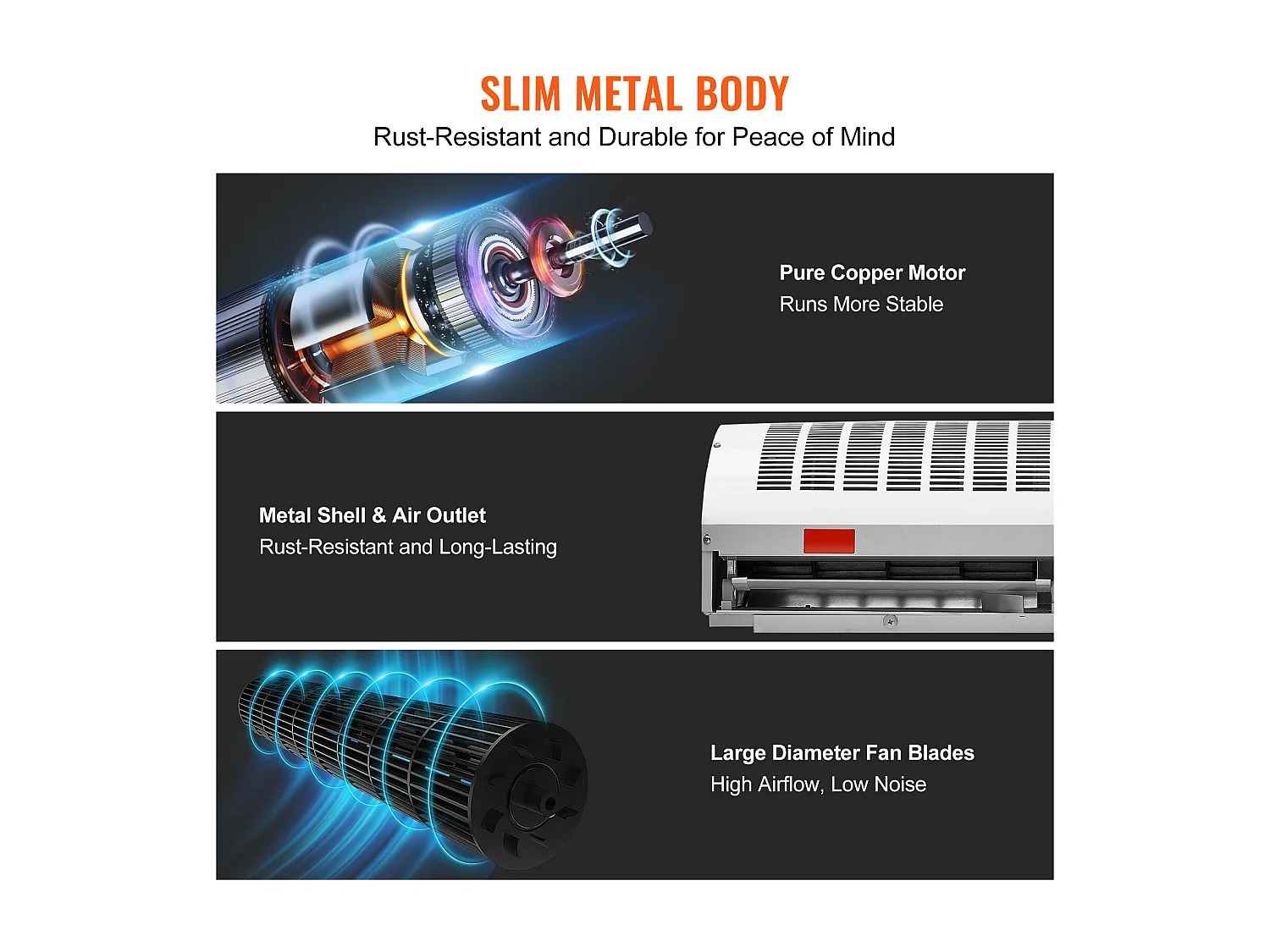 Rideau d'Air Intérieur Commercial SucceBuy, 0,9 m, 2038 m³/h, 2 Vitesses, Certifié UL