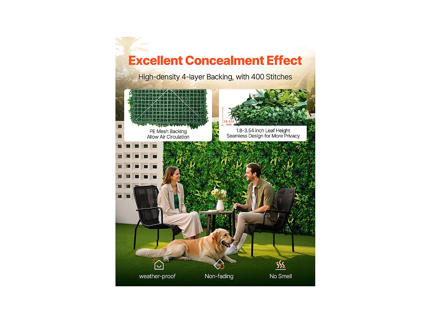 Panneaux Artificiels, SucceBuy Lot de 12 Panneaux Muraux en Gazon Artificiel 50 × 50 cm, Verdure 3D pour la Décoration et l'Intimité