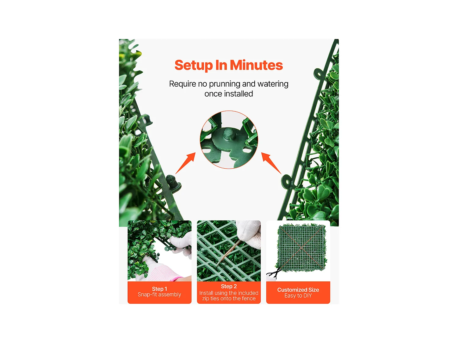 Panneaux Artificiels, SucceBuy Lot de 12 Panneaux Muraux en Gazon Artificiel 50 × 50 cm, Verdure 3D pour la Décoration et l'Intimité