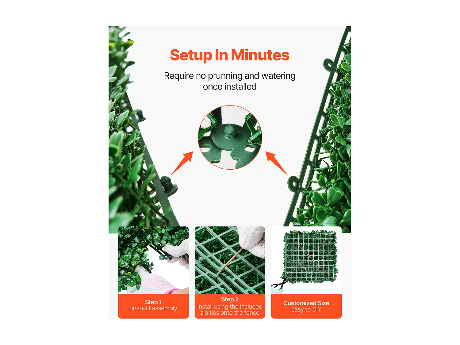 Panneaux Artificiels, SucceBuy Lot de 12 Panneaux Muraux en Gazon Artificiel 50 × 50 cm, Verdure 3D pour la Décoration et l'Intimité