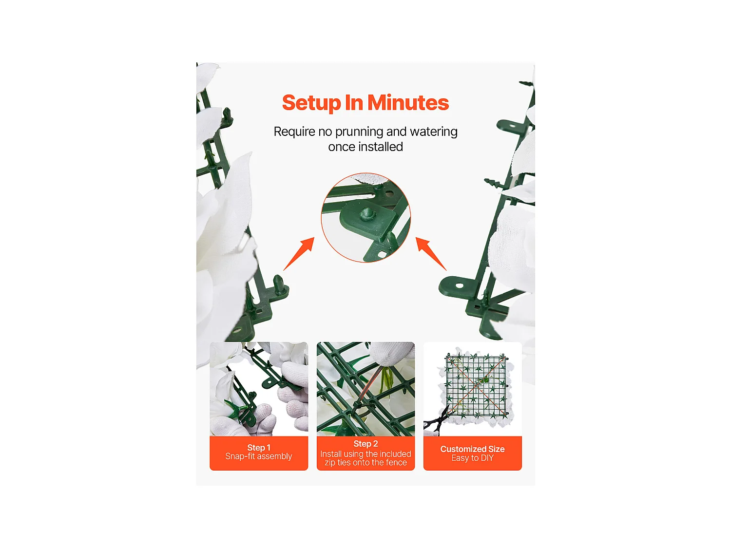 Panneaux Artificiels, SucceBuy Panneau Mural Floral 3D, 24 Pièces 38 × 38 cm, Toile de Fond Florale Artificielle pour Mariage