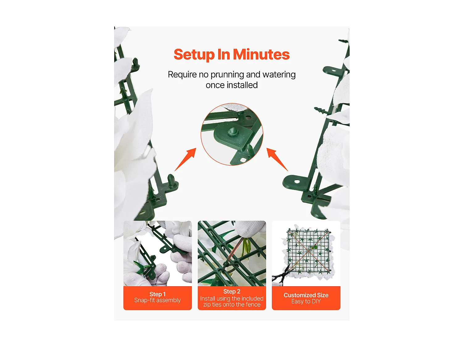 Panneaux Artificiels, SucceBuy Panneau Mural Floral 3D, 24 Pièces 38 × 38 cm, Toile de Fond Florale Artificielle pour Mariage