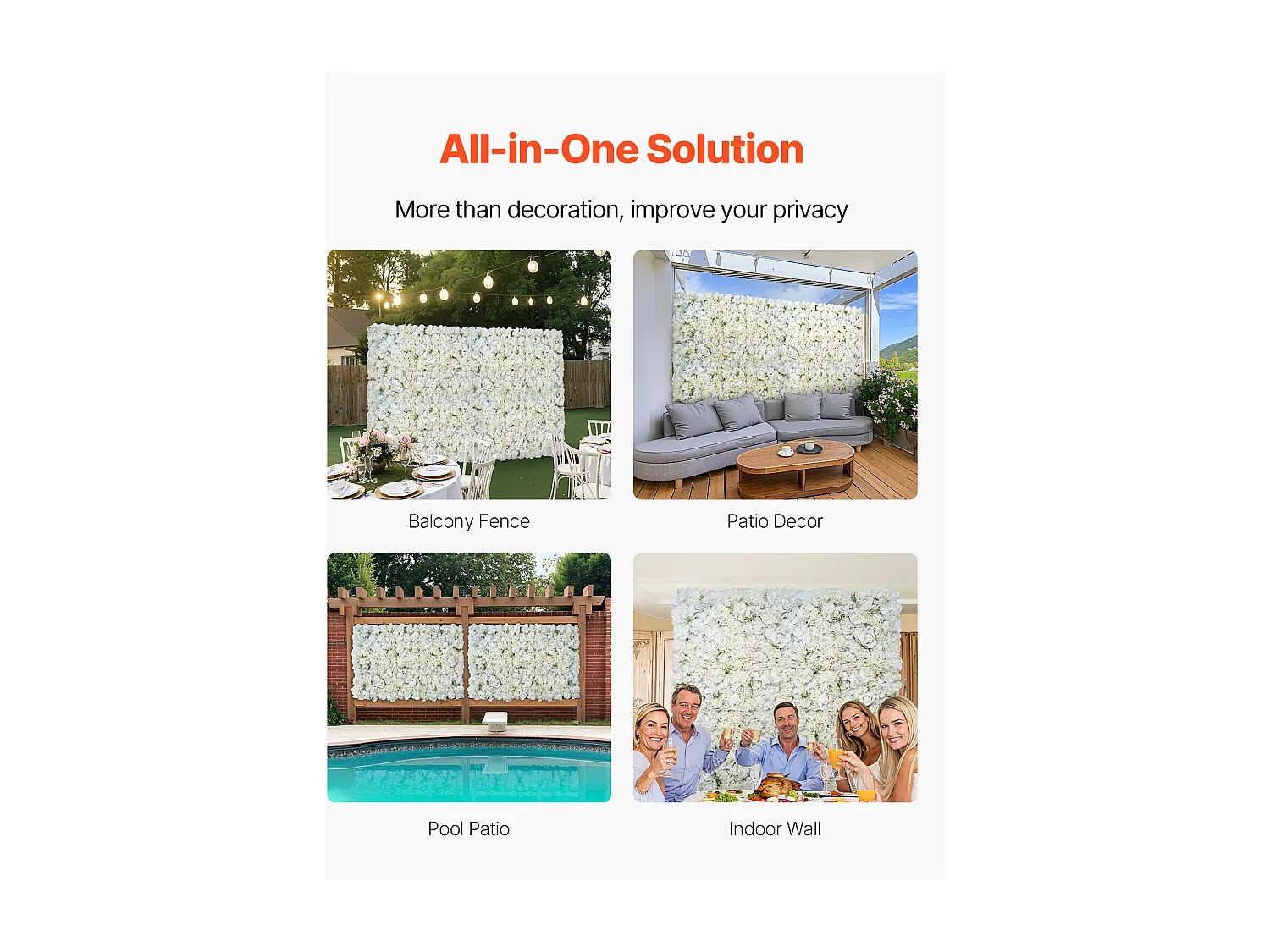 Panneaux Artificiels, SucceBuy Panneau Mural Floral 3D, 24 Pièces 38 × 38 cm, Toile de Fond Florale Artificielle pour Mariage