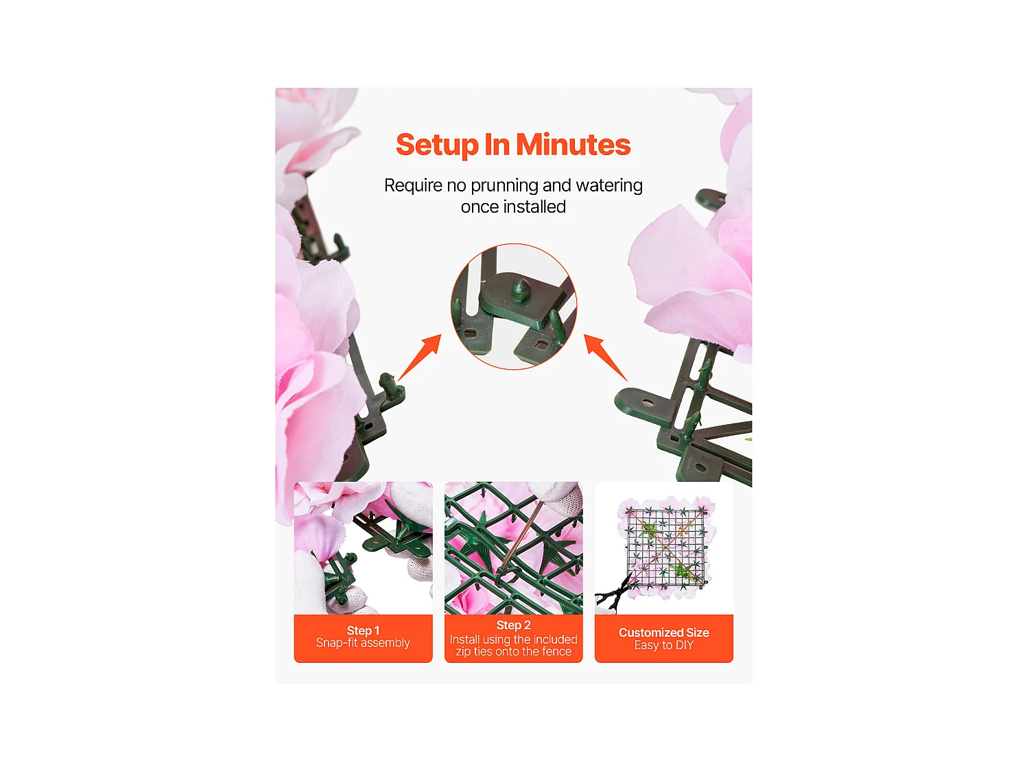 Pannelli di Fiori Artificiali, SucceBuy Pannello da Parete Floreale 3D, 12 Pezzi 38 × 38 cm, Tappetino Floreale Artificiale per Matrimonio, Privacy