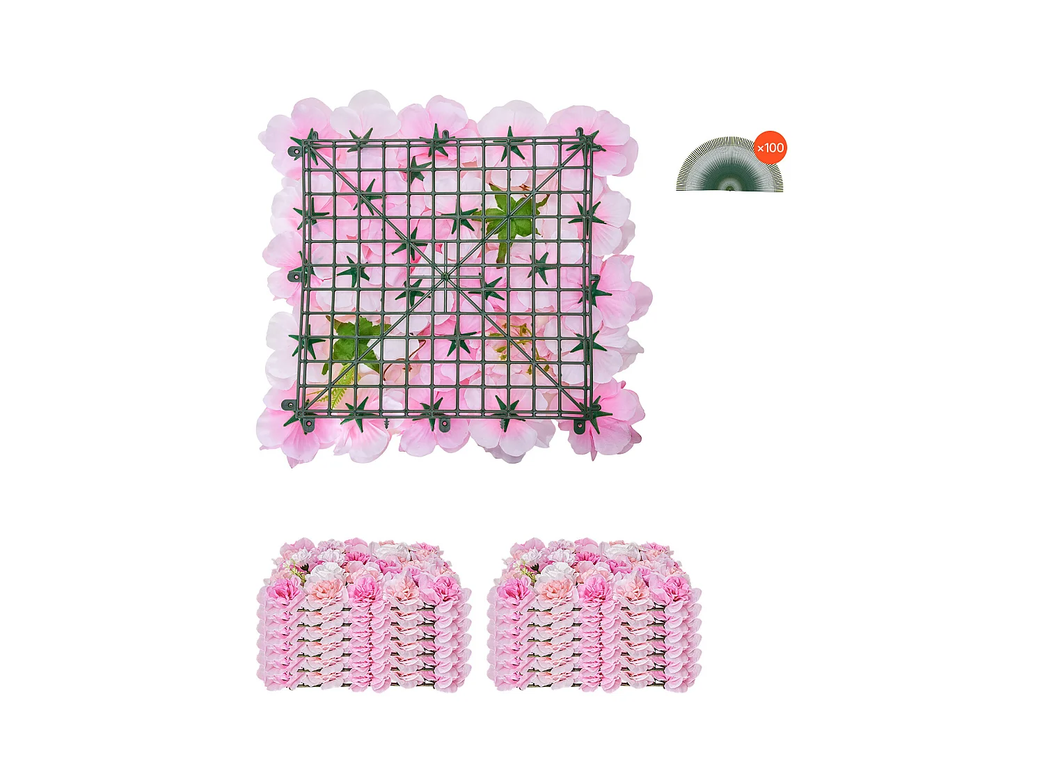 Kunstrasenpaneele, SucceBuy 3D-Blumenwandpaneel, 12 Stück 38 × 38 cm, Künstliche Blumenmatte für Hochzeit, Sichtschutz