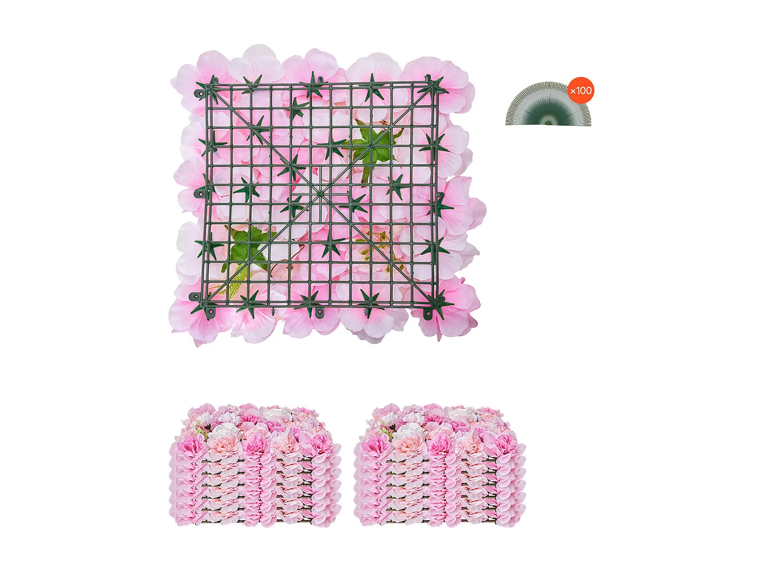 Panneaux Artificiels, SucceBuy Panneau Mural Floral 3D, 12 Pièces 38 × 38 cm, Tapis Floral Artificiel pour Mariage, Intimité