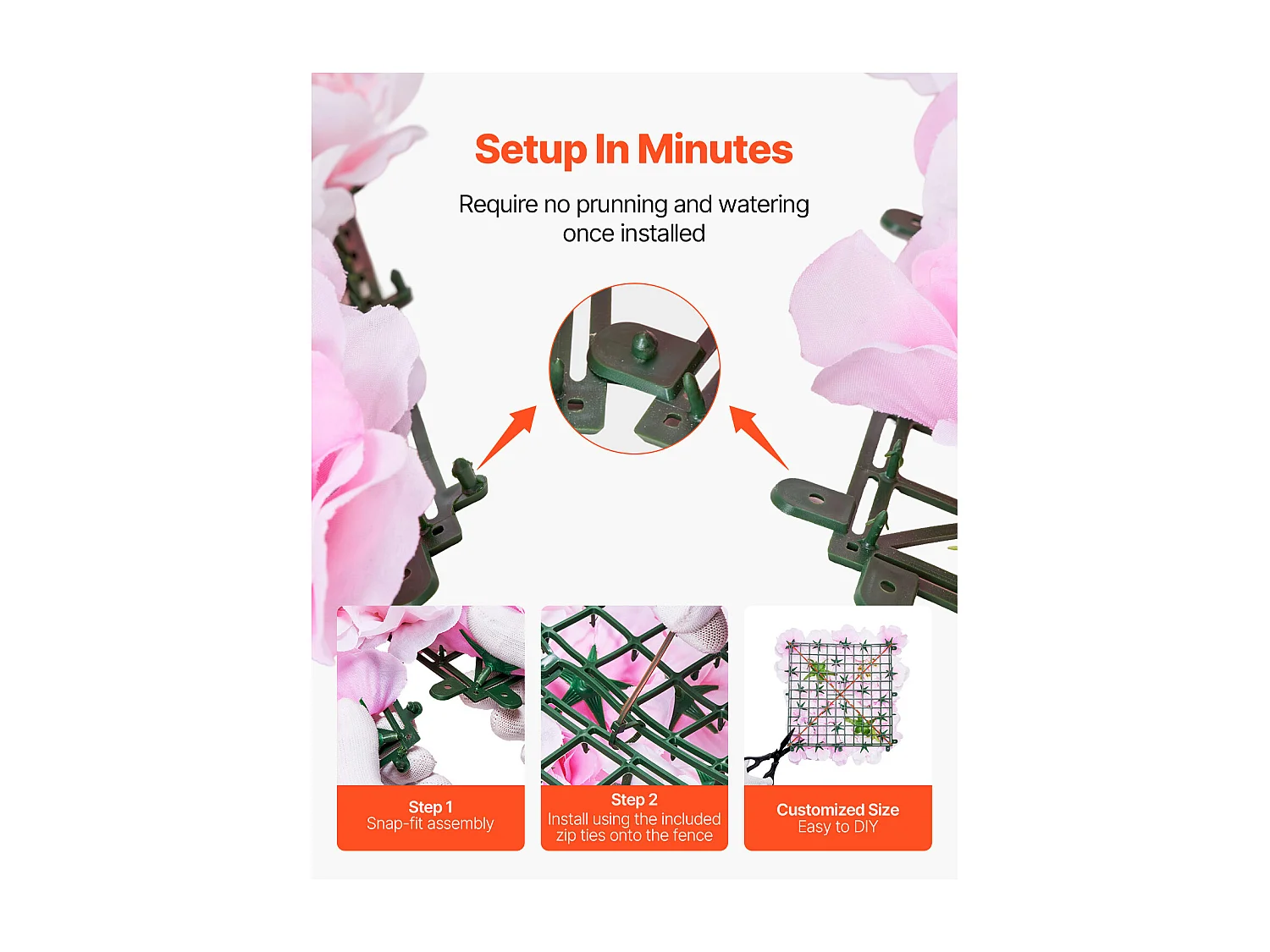 Panneaux Artificiels, SucceBuy Panneau Mural Floral 3D, 12 Pièces 38 × 38 cm, Tapis Floral Artificiel pour Mariage, Intimité