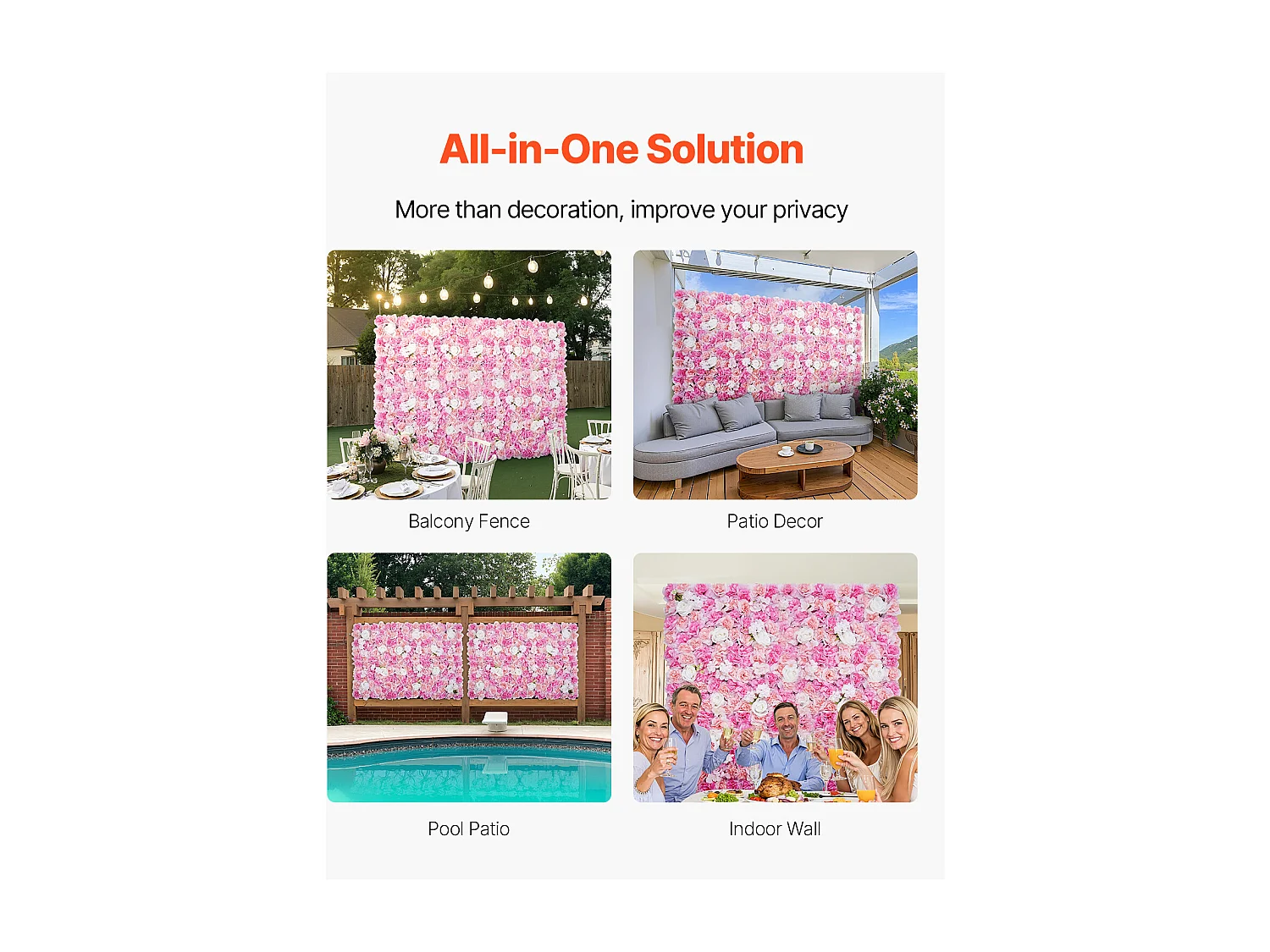 Panneaux Artificiels, SucceBuy Panneau Mural Floral 3D, 12 Pièces 38 × 38 cm, Tapis Floral Artificiel pour Mariage, Intimité