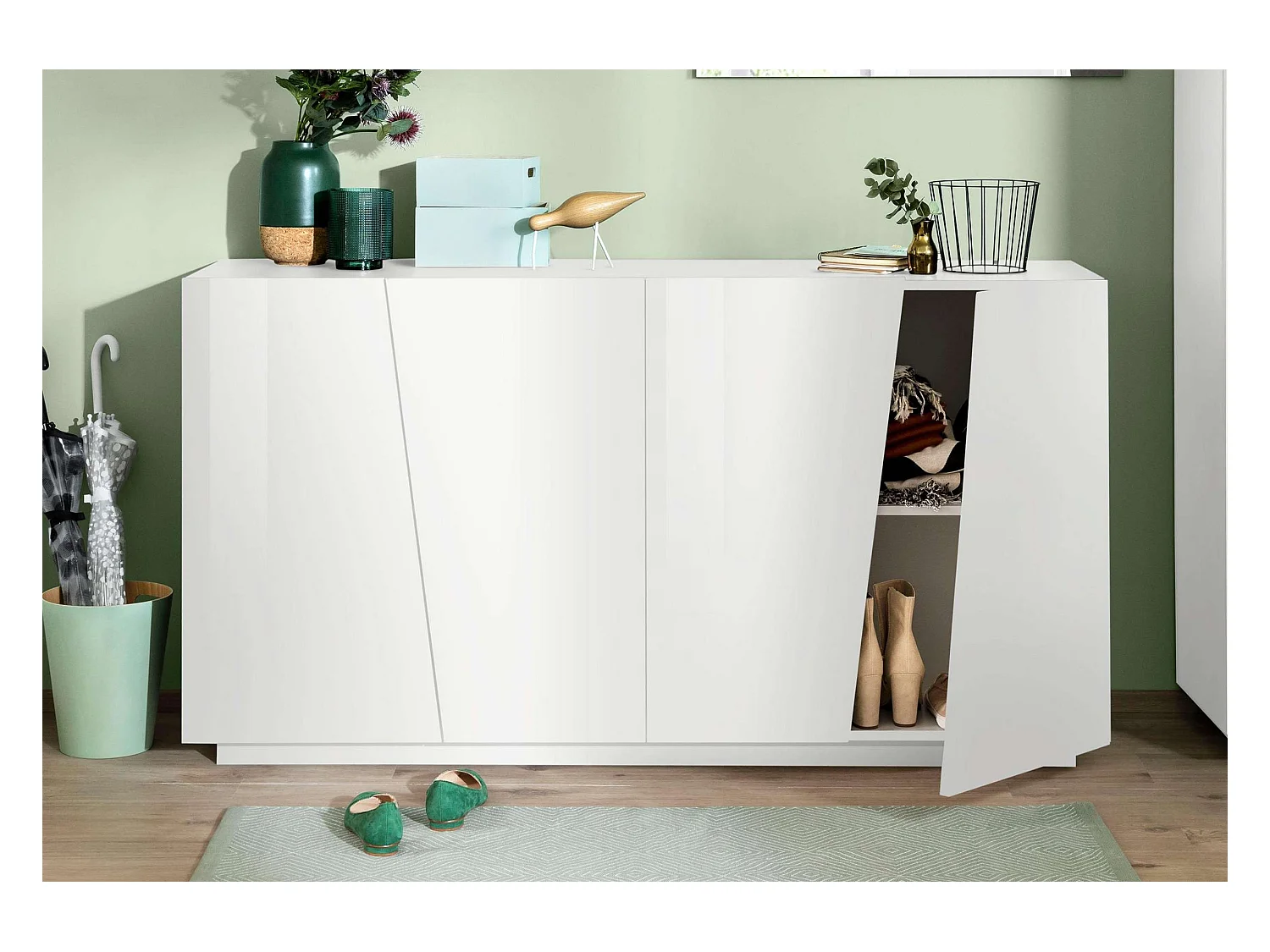 Mobile VEGA L 158.5 x H 86 x P 43 cm bianco lucido