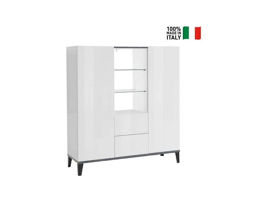 Aparador vitrina 120 x 40 cm 2 puertas 2 cajones estantes de cristal diseño Valerie