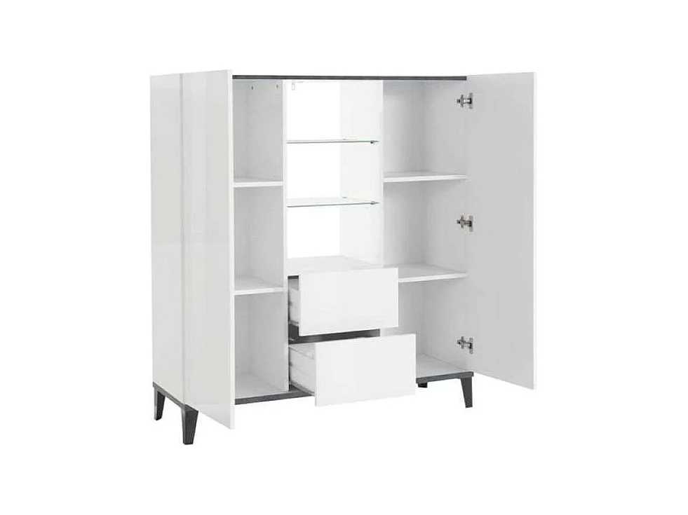 Aparador vitrina 120 x 40 cm 2 puertas 2 cajones estantes de cristal diseño Valerie