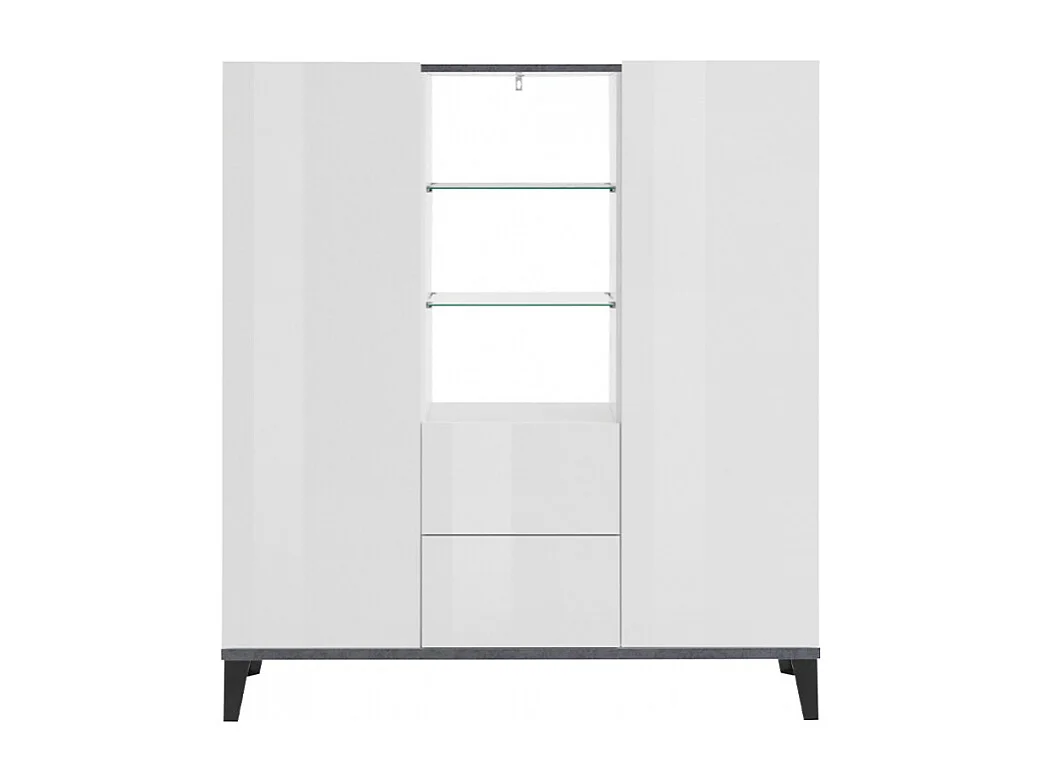 Meuble vitrine 120x40cm 2 portes vaisselier étagères en verre design Valerie