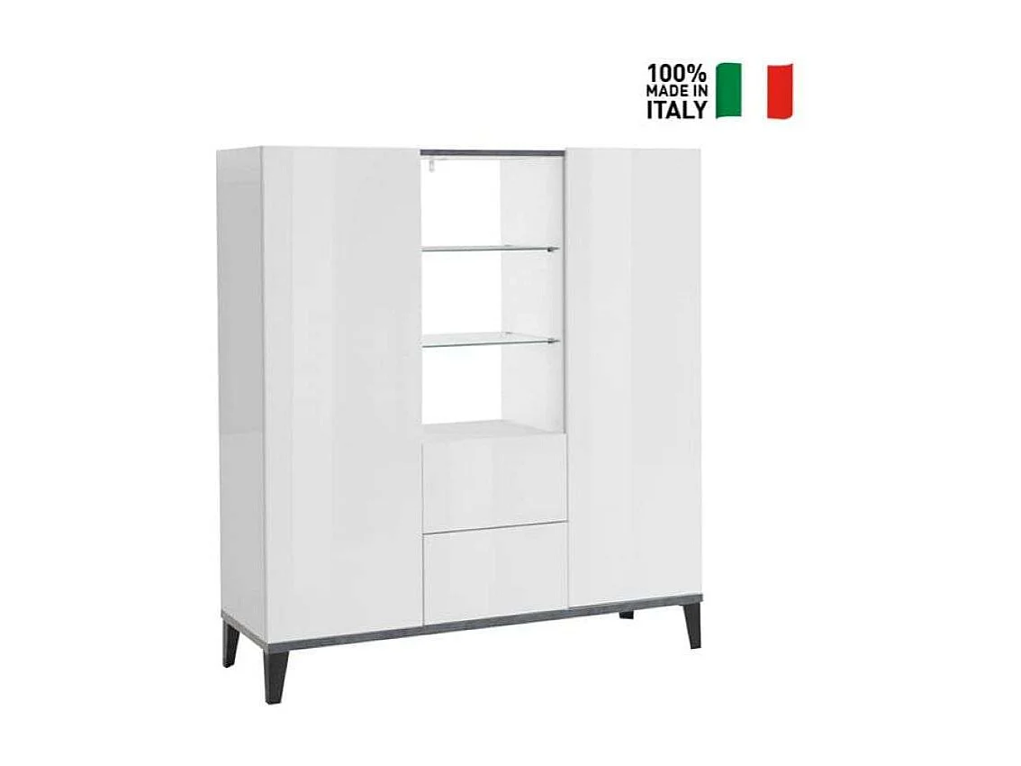 Aparador vitrina 120 x 40 cm 2 puertas 2 cajones estantes de cristal diseño Valerie