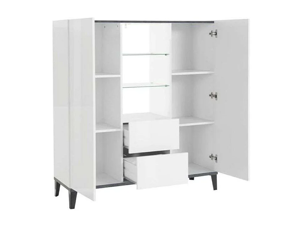 Aparador vitrina 120 x 40 cm 2 puertas 2 cajones estantes de cristal diseño Valerie