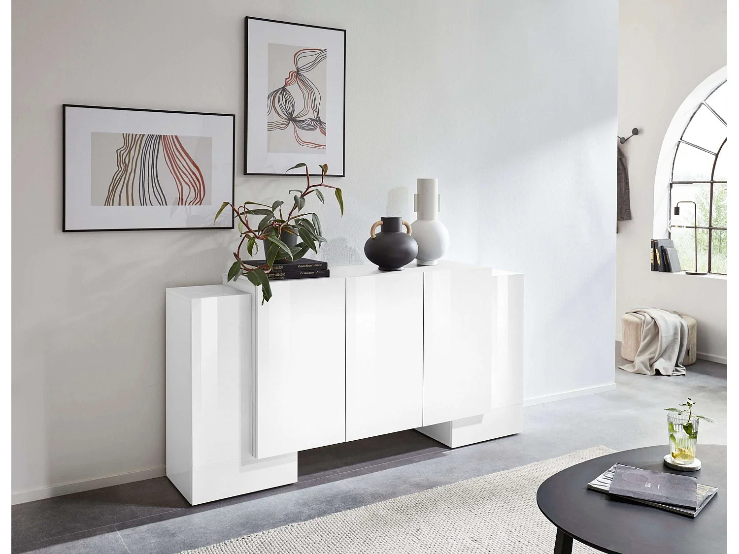 Aparador 170 cm cocina salón 5 puertas 4 estantes Pillon Lumi