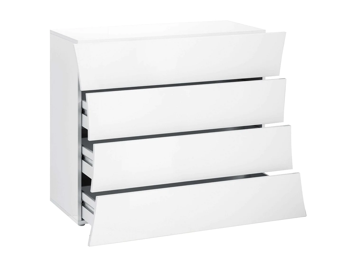 Commode chambre salon design 4 tiroirs blanc brillant Arco Draw