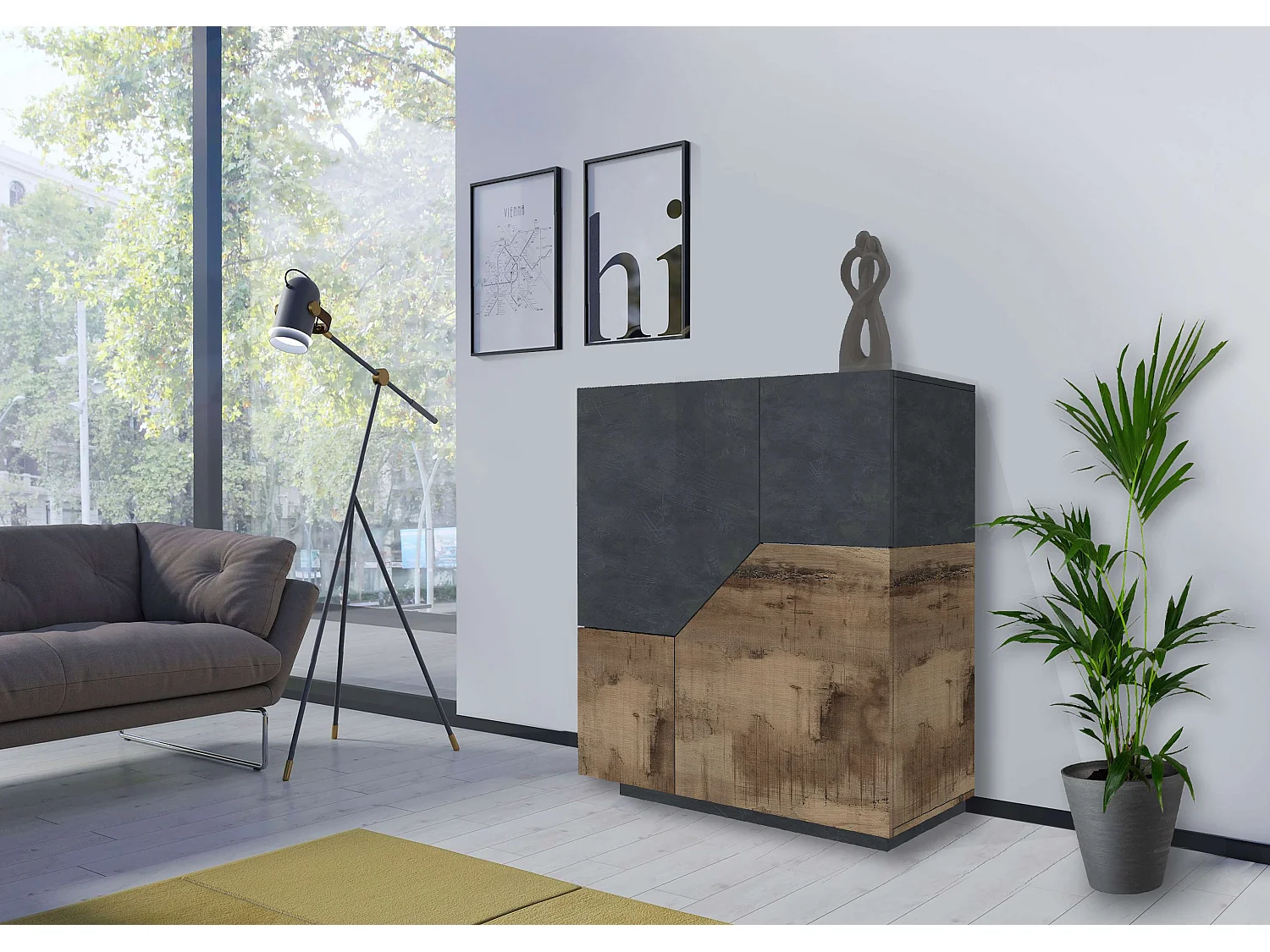 Sideboard 100x43cm 2 Türen Küche Wohnzimmer modern Klain Report