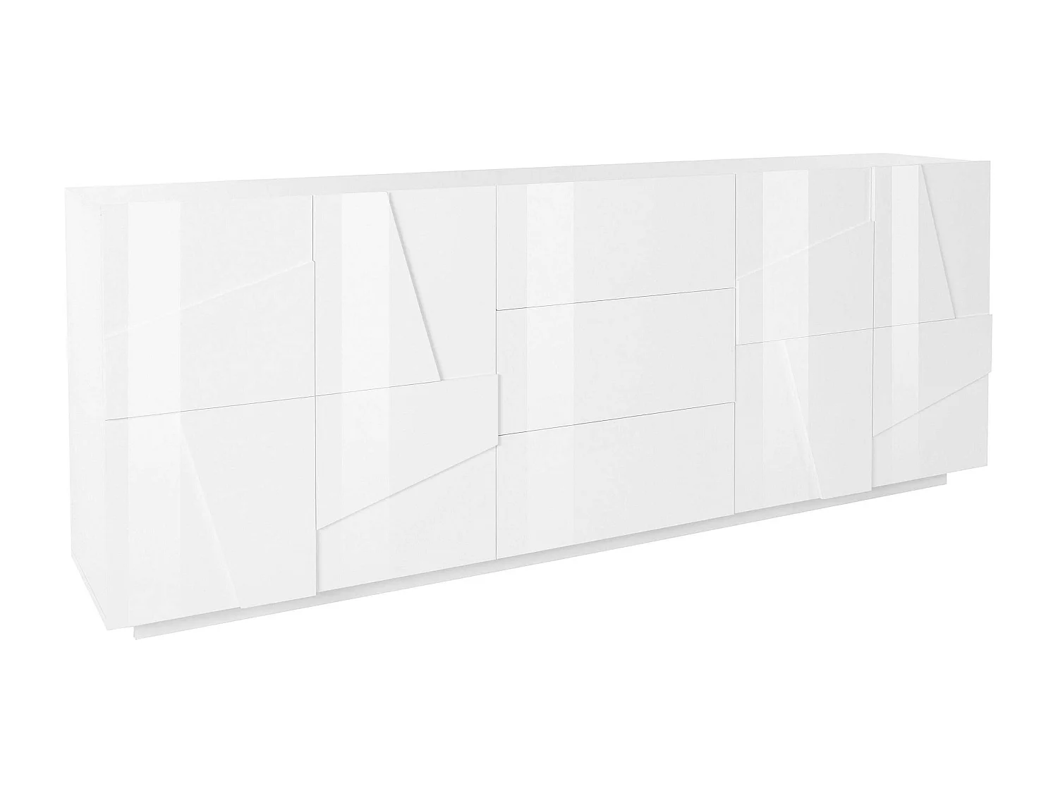 Mueble aparador diseño salón 4 puertas 3 cajones 220 cm blanco brillante Ping Wide