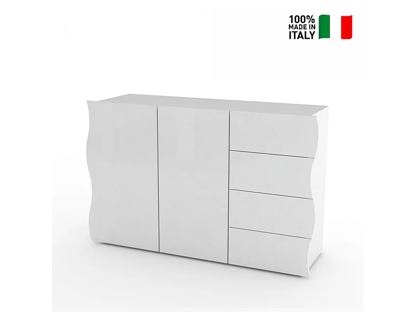 Mobile ONDA L 120 x H 81 x P 40 cm bianco lucido