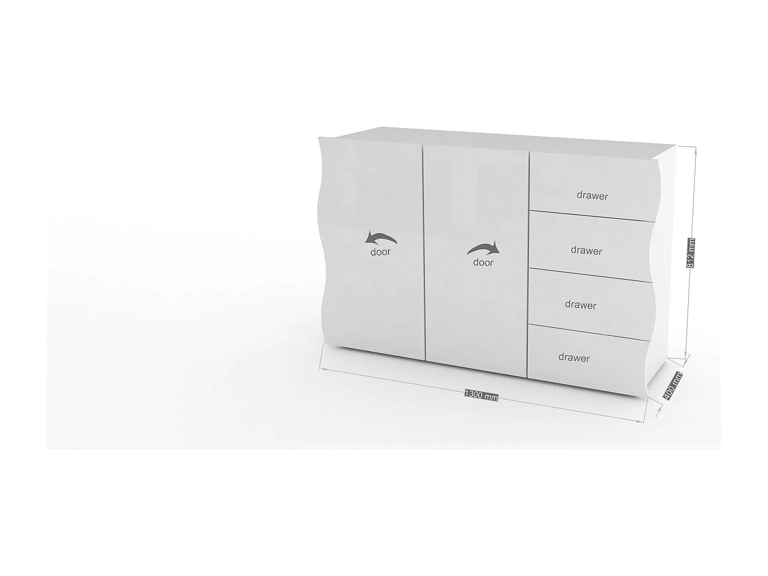 Mobile ONDA L 120 x H 81 x P 40 cm bianco lucido