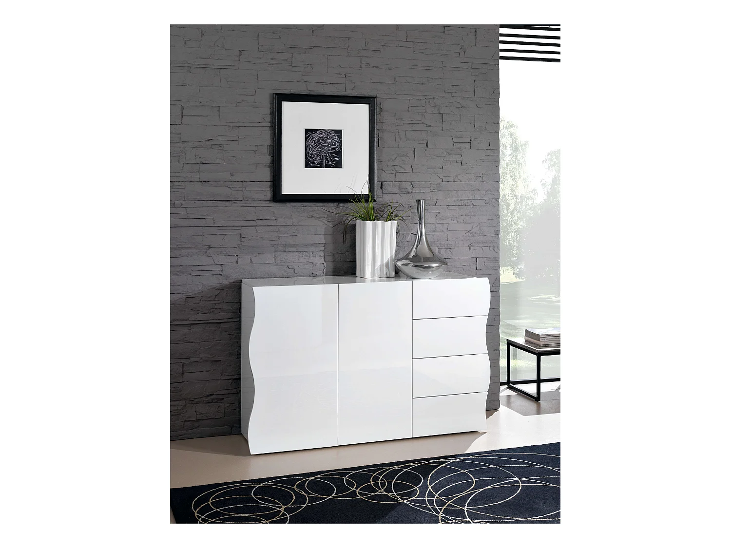 Mobile ONDA L 120 x H 81 x P 40 cm bianco lucido