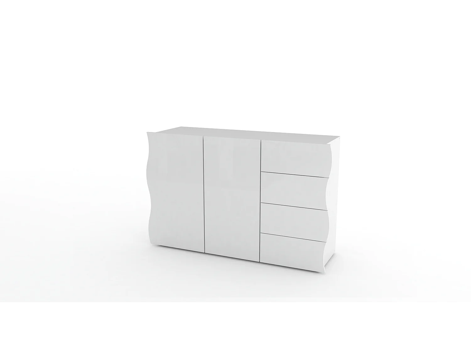 Küchenkommode Onda weiß 130 cm mit 2 Türen und 4 Schubladen