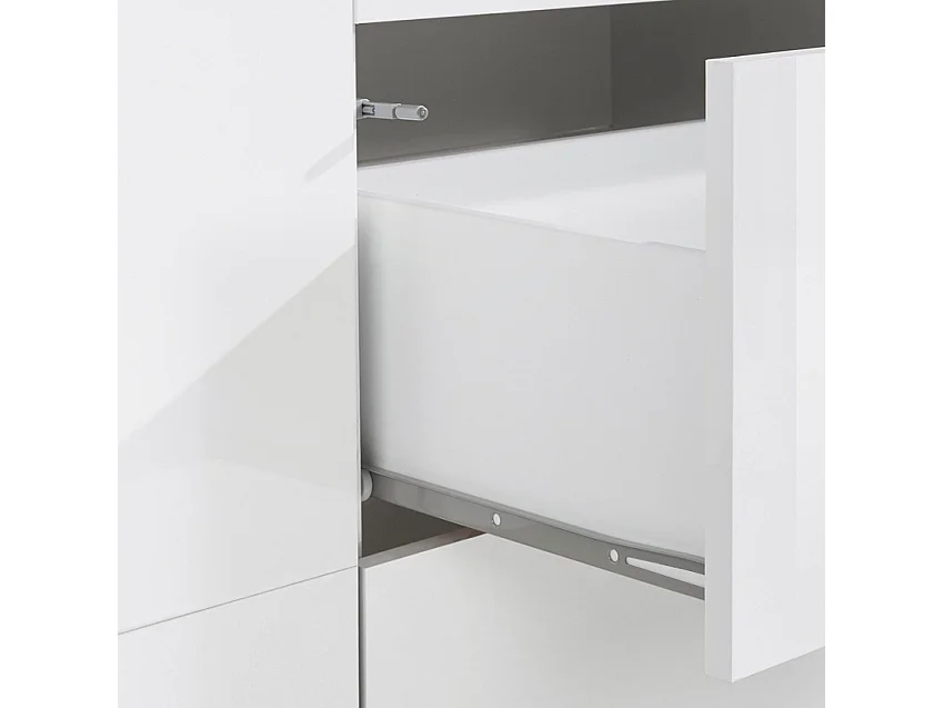 Credenza madia bianca 140x43cm soggiorno cucina 2 ante 3 cassetti Mira