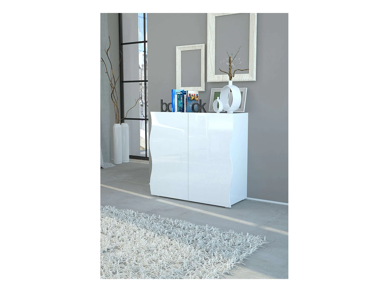 Mobile ONDA L 90 x H 81 x P 40 cm bianco lucido