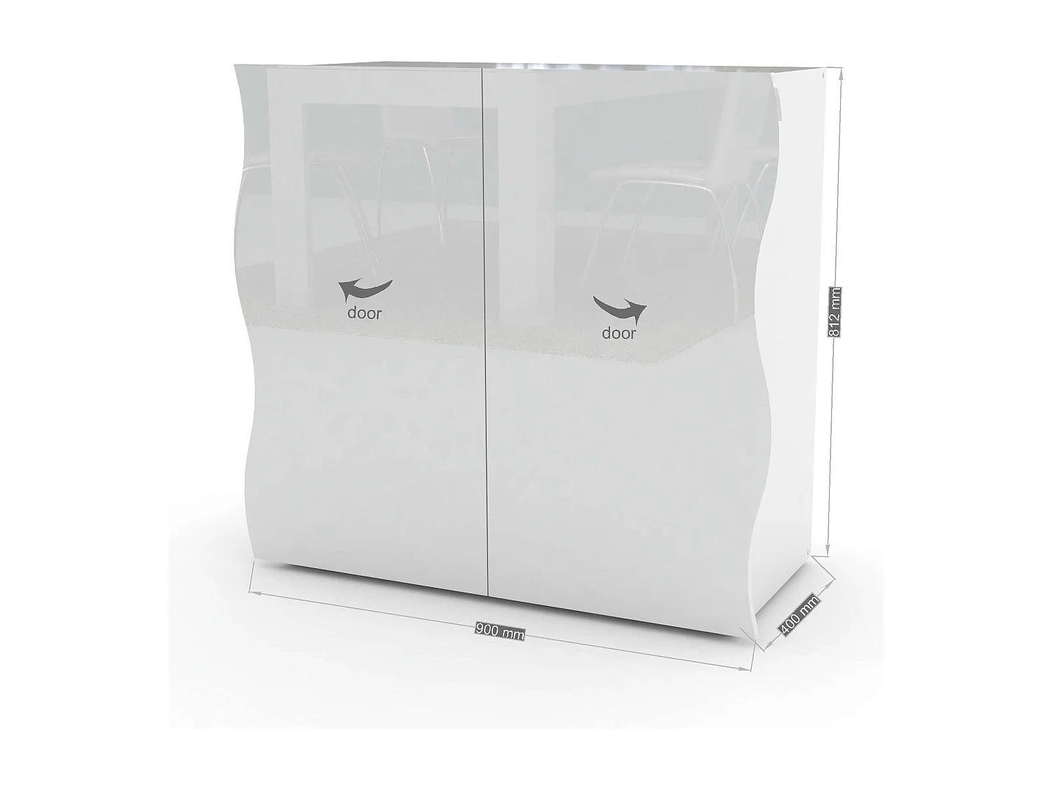 Table de chevet design blanc brillant 2 tiroirs Arco Smart