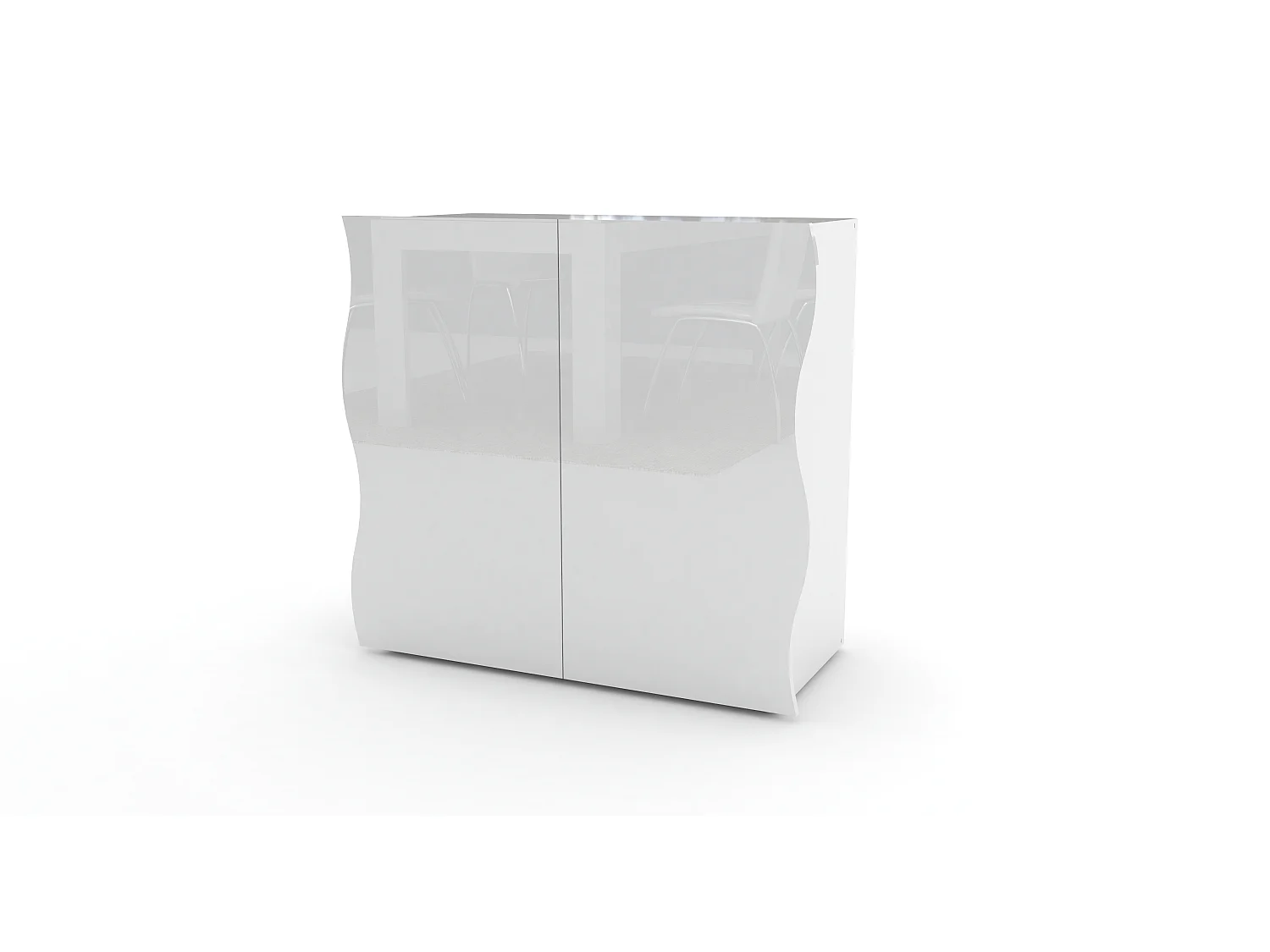 Table de chevet design blanc brillant 2 tiroirs Arco Smart