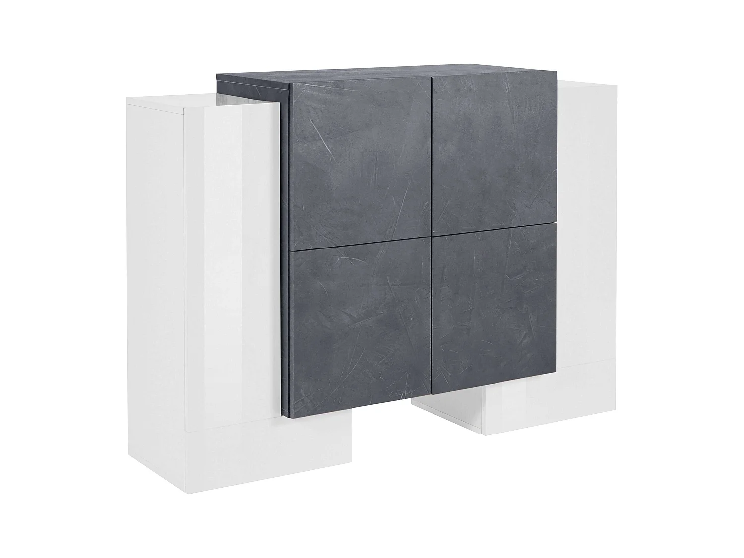 Mobile Madia Pillon L 130 x H 100 x P 45 cm bianco lucido e grigio ardesia