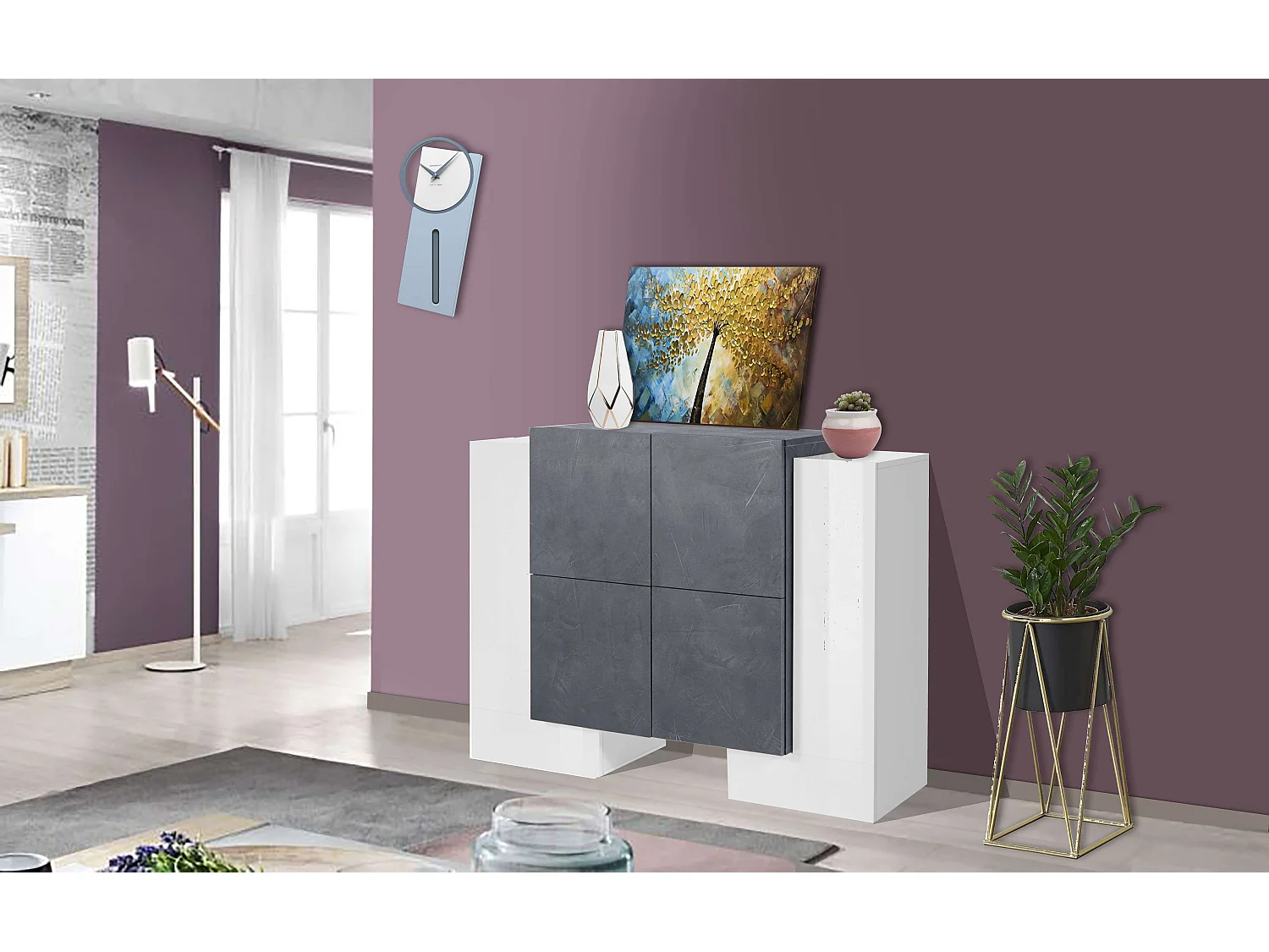 Aparador 6 puertas salón vestíbulo diseño Pillon Vaux Ardesia