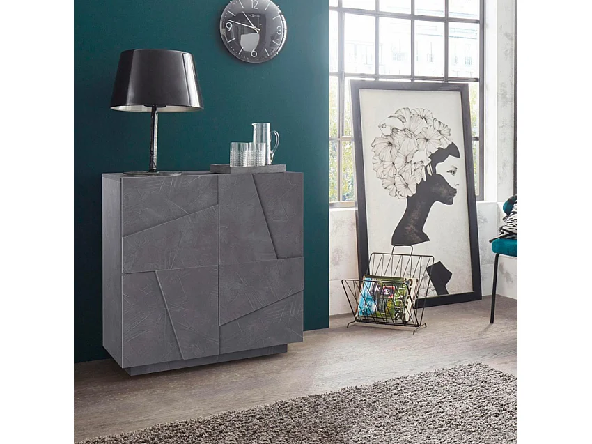 Buffet chambre et salon 2 portes 2 étagères design moderne Ping Side S Ardesia