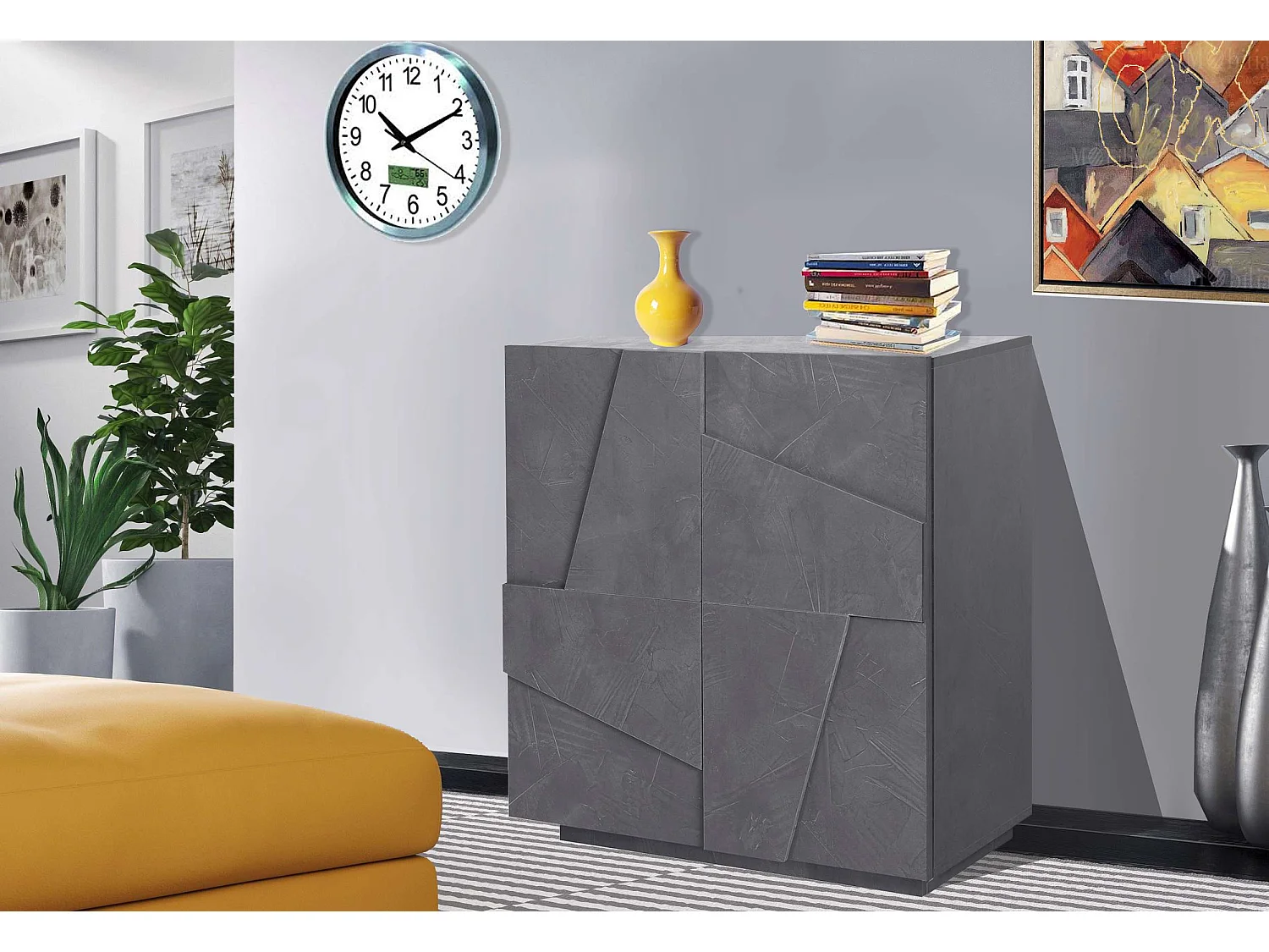 Buffet chambre et salon 2 portes 2 étagères design moderne Ping Side S Ardesia