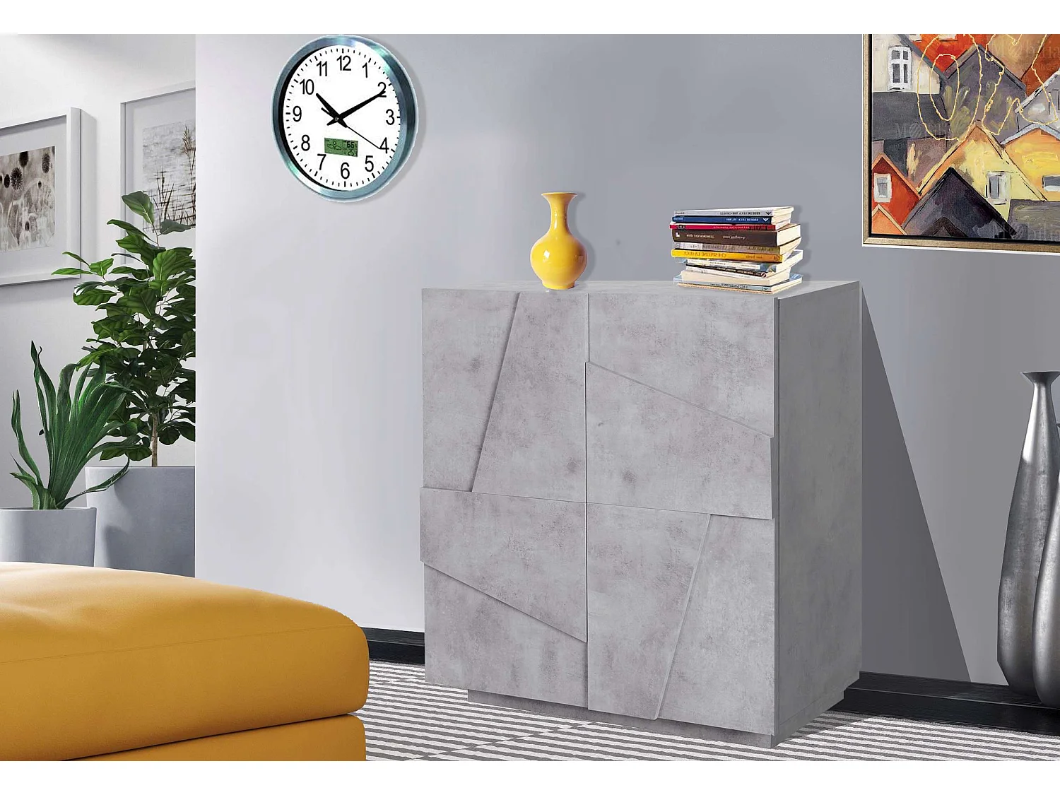 Buffet salon et chambre moderne design 2 portes 2 étagères Ping Side S Concrete