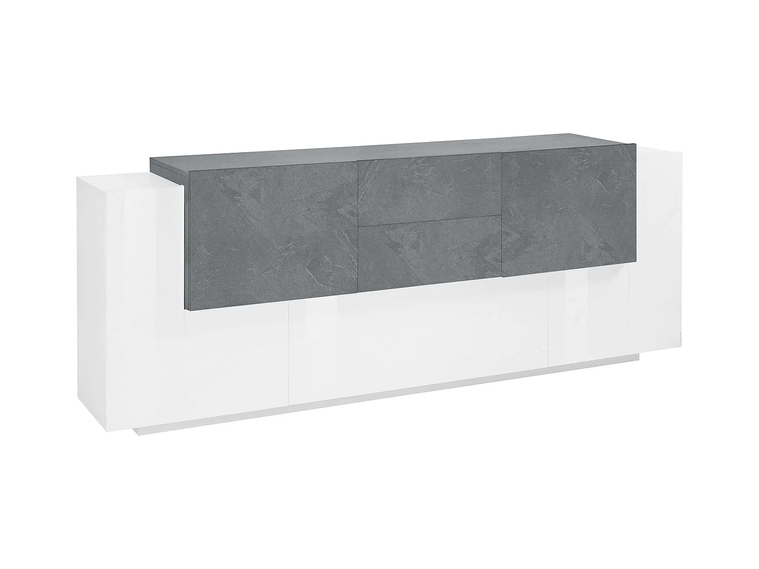 Aparador de salón 220 cm 5 puertas 2 cajones blanco gris pizarra New Coro Wide