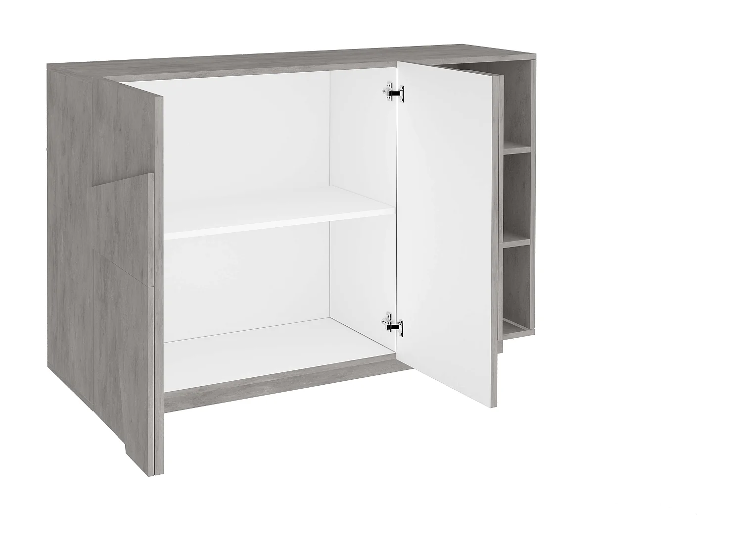Aparador moderno de salón con 2 puertas y 3 estantes abiertos Ping Komode Concrete