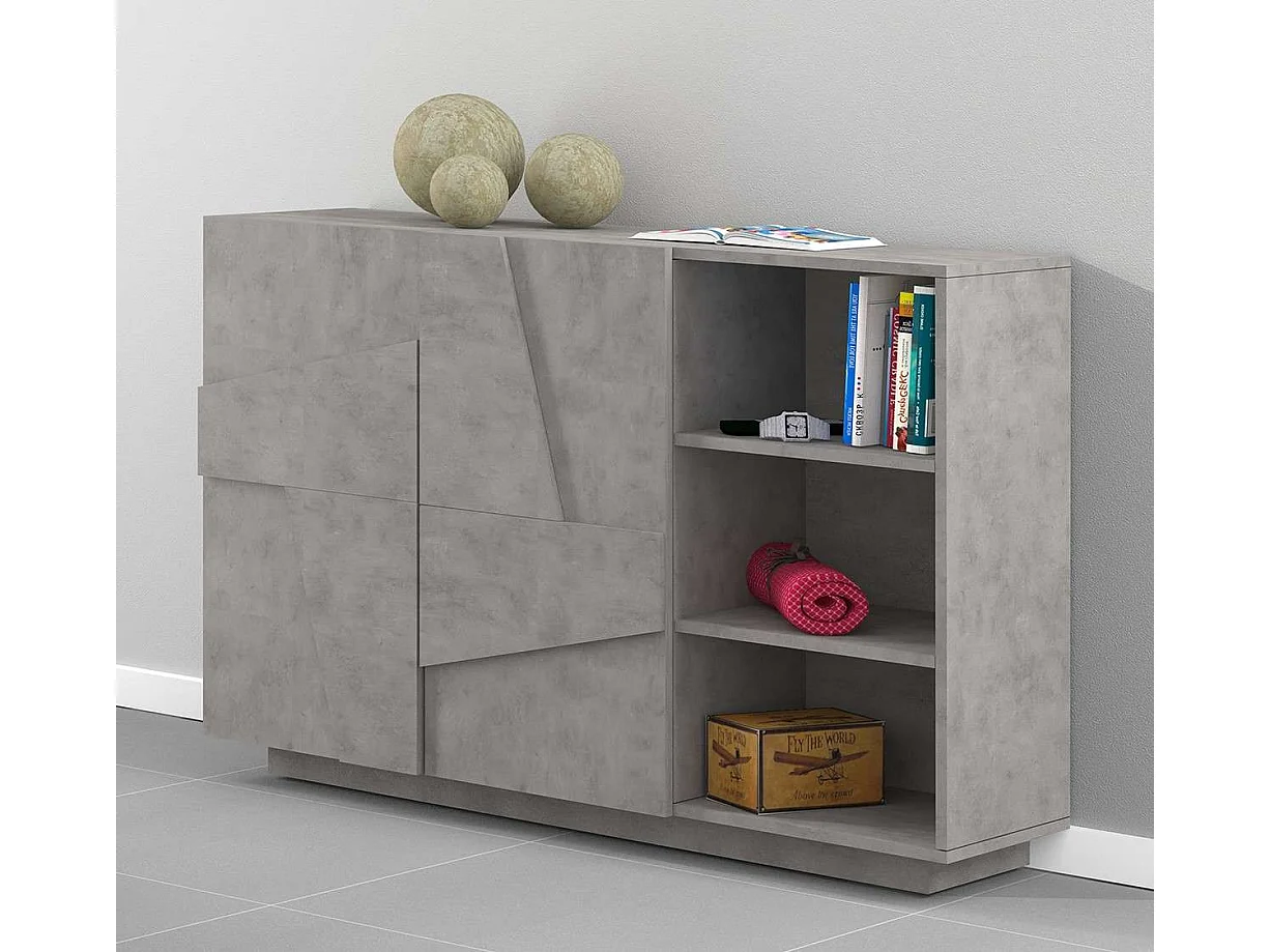 Wohnzimmer Sideboard Eingang 2 Türen 3 offene Fächer Ping Komode Concrete