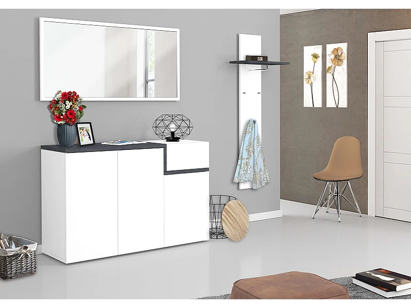 Mobile ZET L 120 x H 80.1 x P 40 cm bianco lucido e grigio ardesia