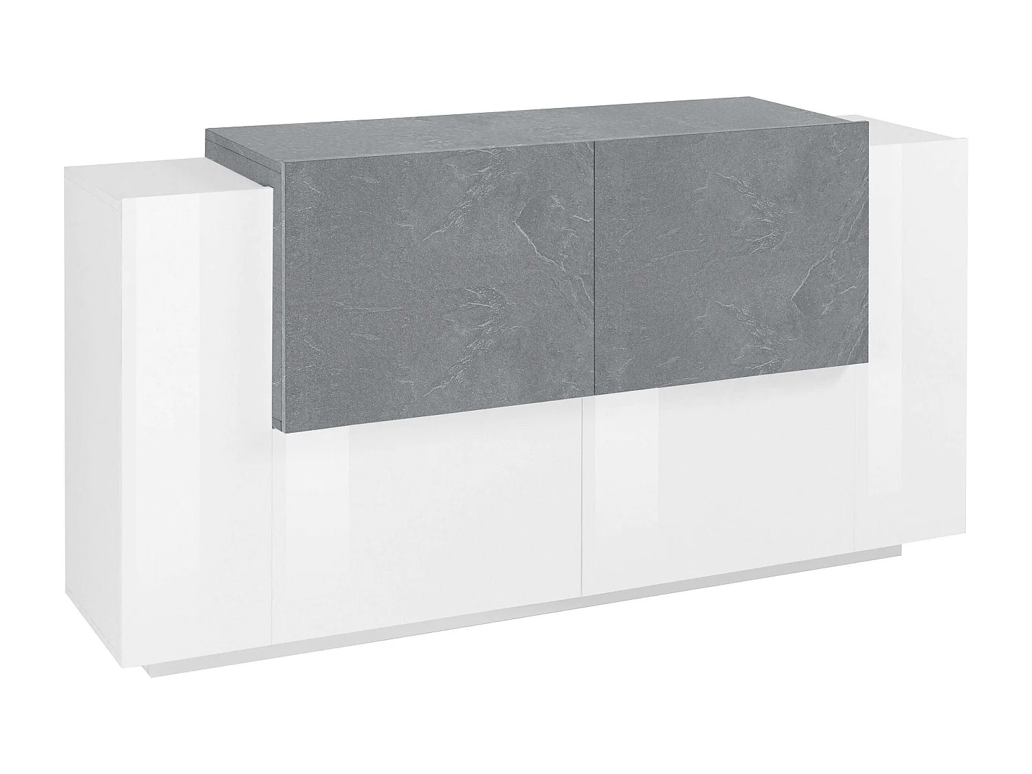 Buffet de salon design moderne blanc ardoise 160cm 4 portes New Coro Four