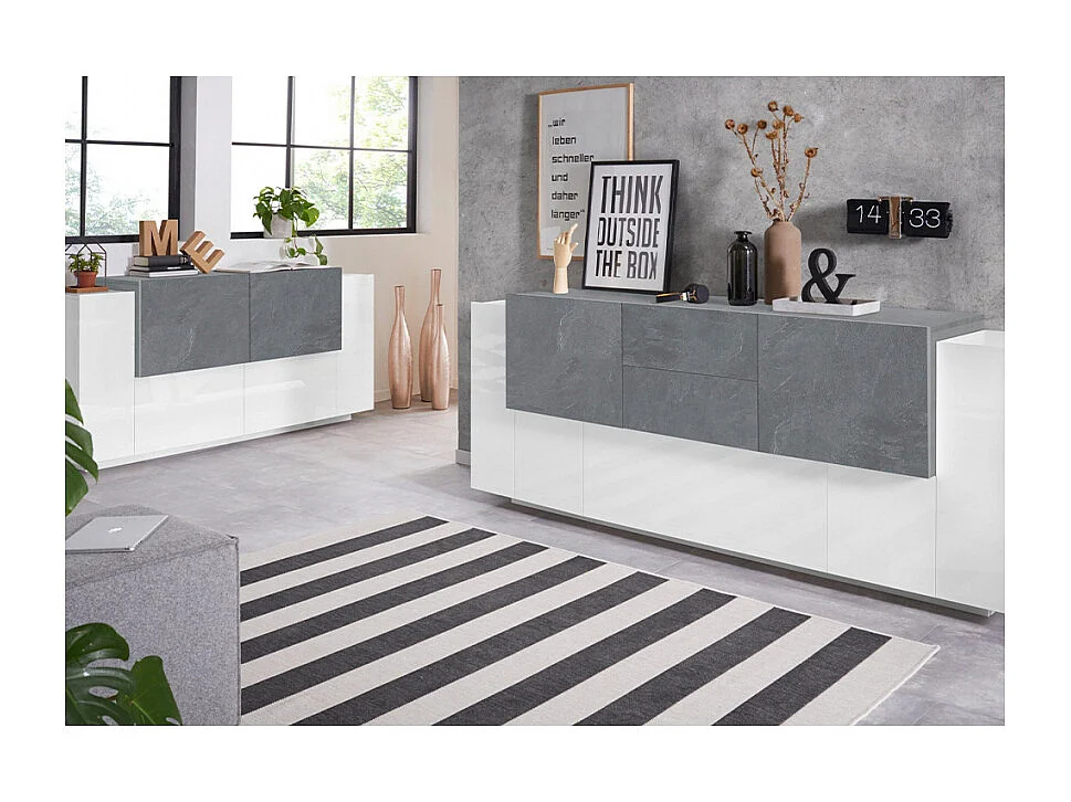 Aparador salón blanco pizarra diseño moderno 160 cm 4 puertas New Coro Four