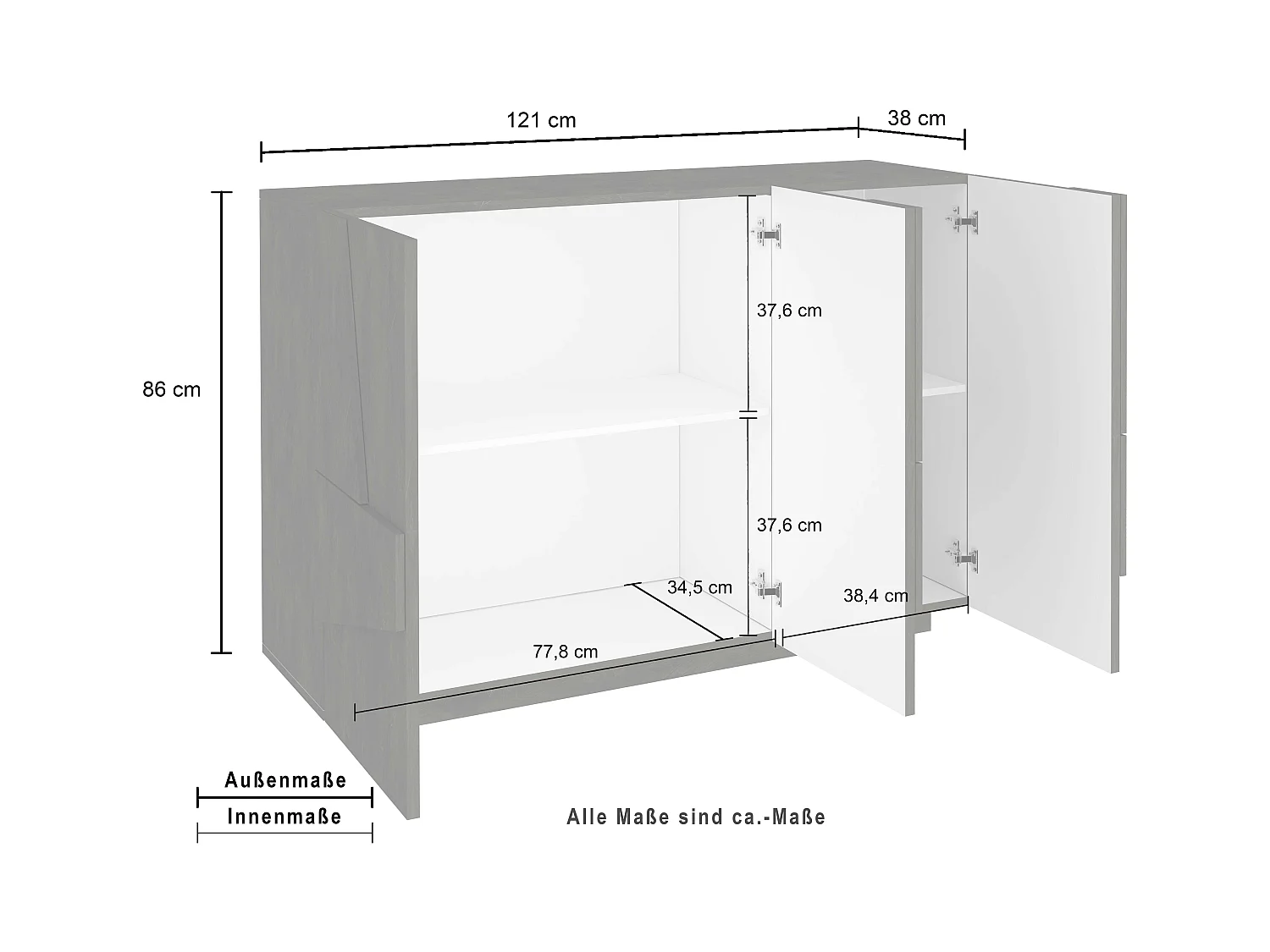 Mobile PING L 121.8 x H 86 x P 39.2 cm grigio cemento